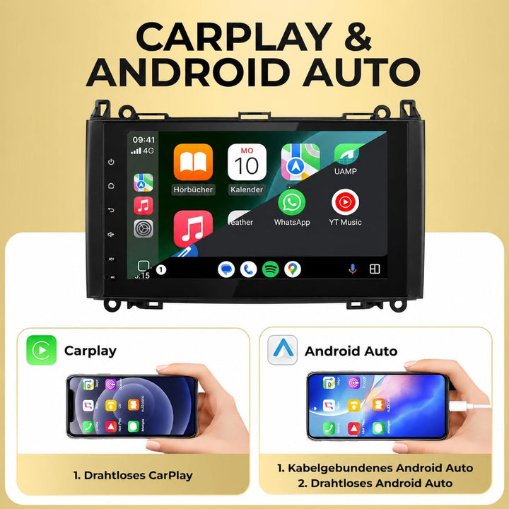 M.I.C. AB9-L2 Android 14 Autoradio mit Navigation: MT6765V,4GB+64GB,9 Zoll QLED,SIM,CarPlay&amp;Android