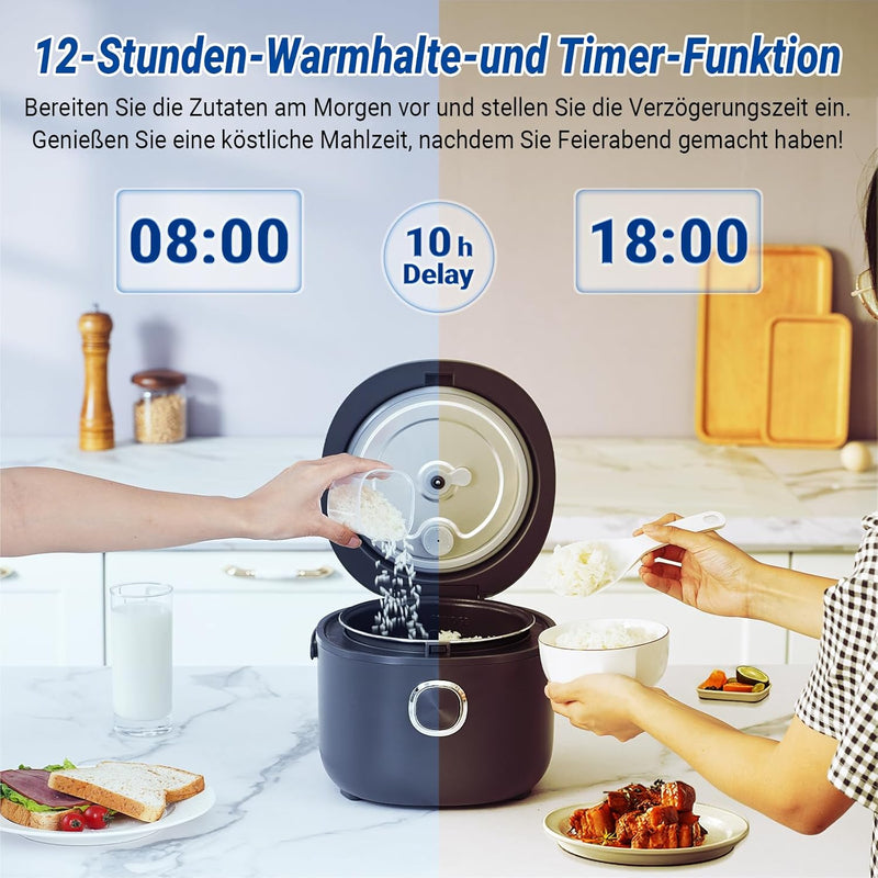 AMZCHEF Reiskocher 2L Mini Reiskocher für 1-4 Personen, 4 Tassen (ungekocht), 400W Elektrischer Reis