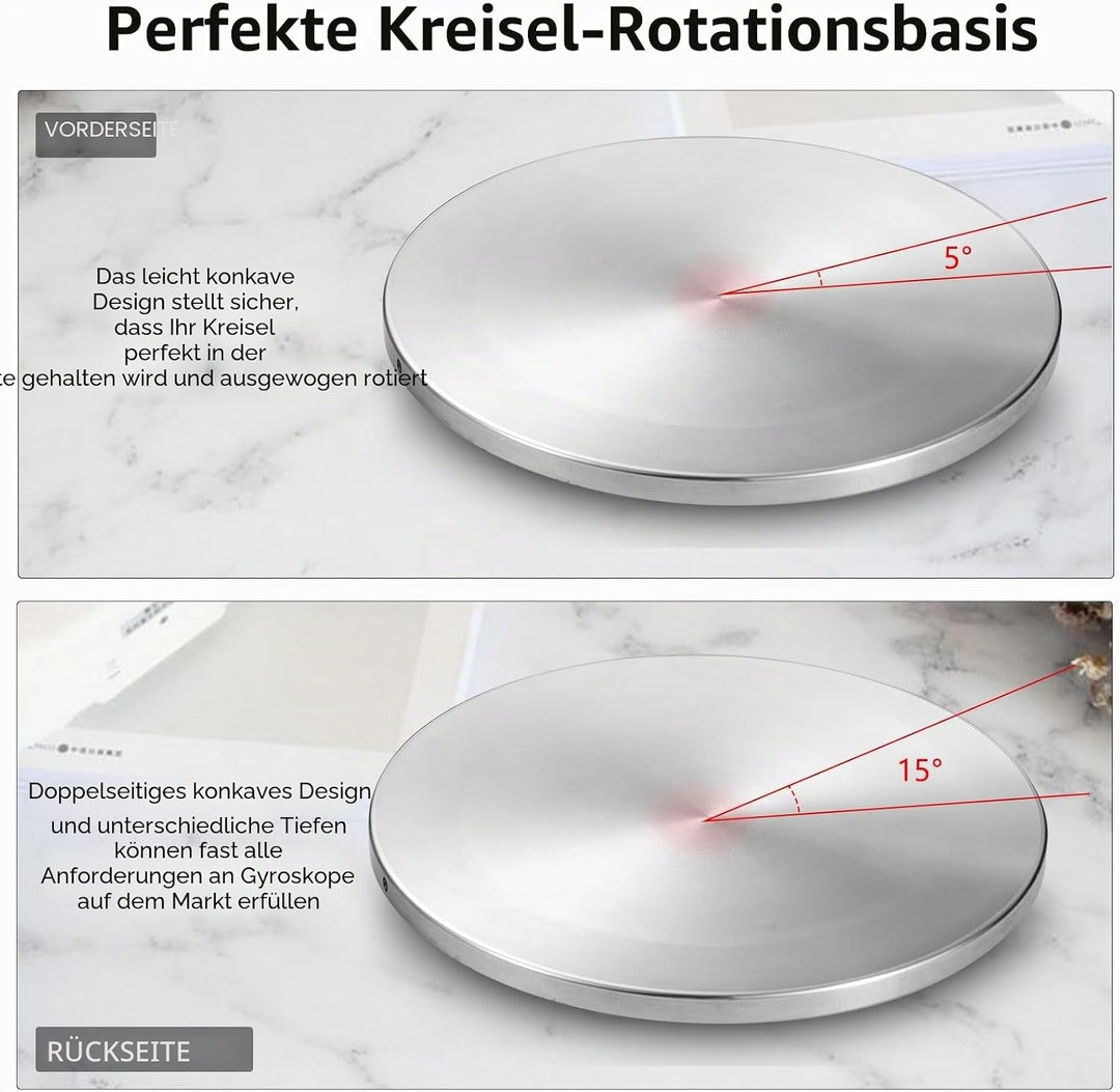 Kreisel Base, Hochpolierter 304 Edelstahl, doppelt konkav langlebig (Edelstahl, L Silber), Edelstahl