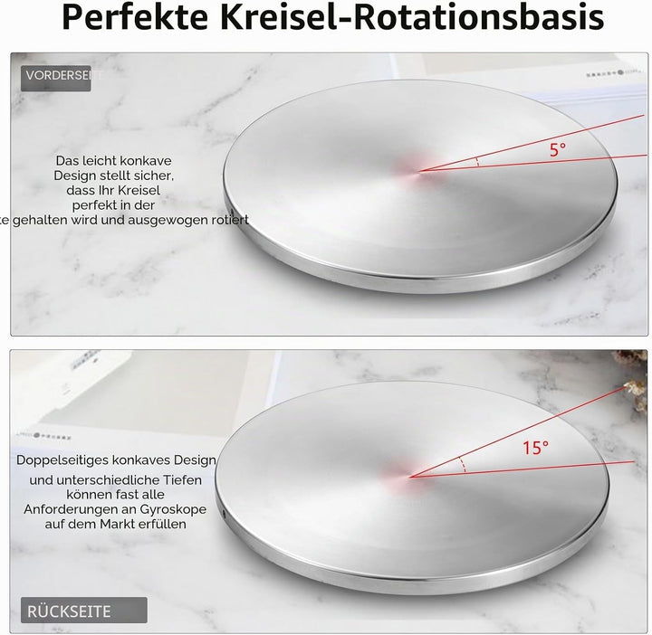 Kreisel Base, Hochpolierter 304 Edelstahl, doppelt konkav langlebig (Edelstahl, L Silber), Edelstahl