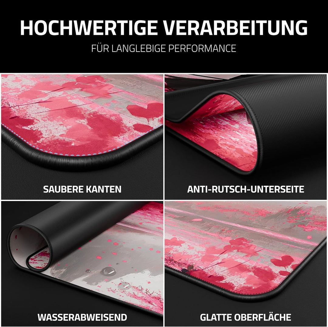 XXL Gaming Mauspad 900x400 - Vernähte Kanten & wasserabweisend - Anime Mousepad für Gamer & Büro - g