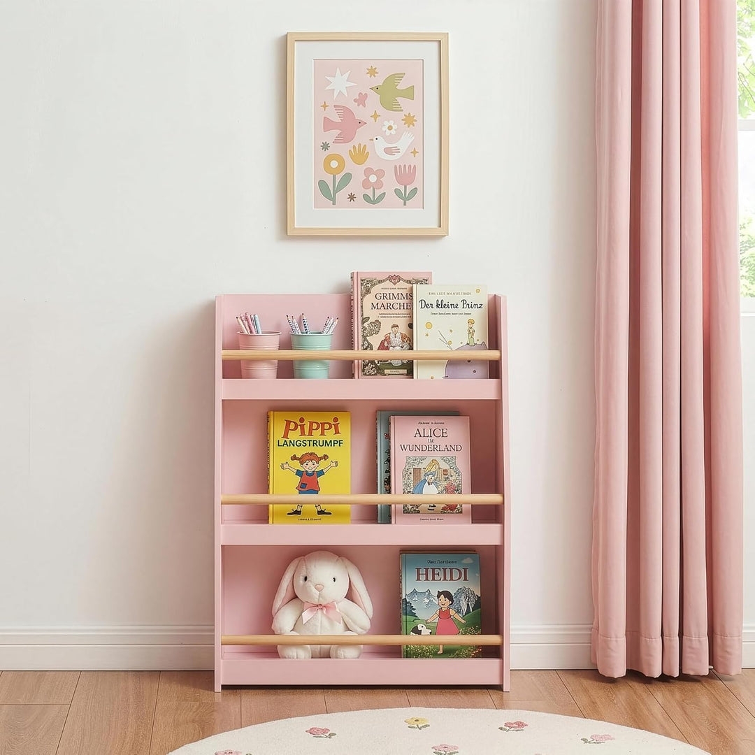[en.casa] Kinder Bücherregal Virer Kinderregal mit 3 offenen Fächern Aufbewahrung Montessori Standre