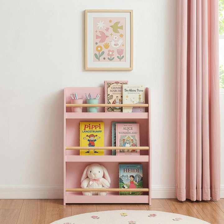 [en.casa] Kinder Bücherregal Virer Kinderregal mit 3 offenen Fächern Aufbewahrung Montessori Standre