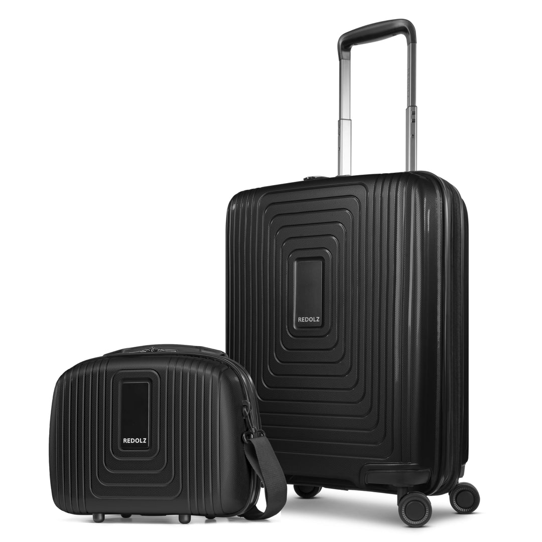 REDOLZ Hartschalen Koffer-Set-2-teilig | S Trolley 40 x 23 x 55 cm mit Dehnfalte 5 cm - 2,9 kg + Bea