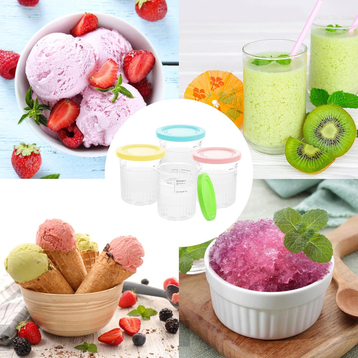 Nepfaivy Behälter für Ninja Creami Deluxe - 4er-Set Eiscremebecher und Deckel Kompatibel mit Ninja C