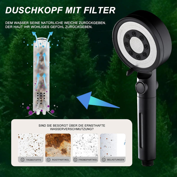 Wassersparend Duschkopf mit Filter, Hochdruck Duschkopf, Wassersparend Duschbrause Anti Kalk, Shower