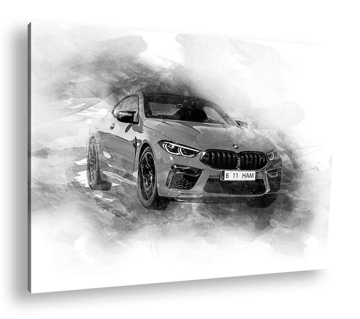 deyoli küstlericher Sportwagen Effekt: Schwarz&amp;Weiss Format: 80x60 als Leinwandbild, Motiv fertig ge
