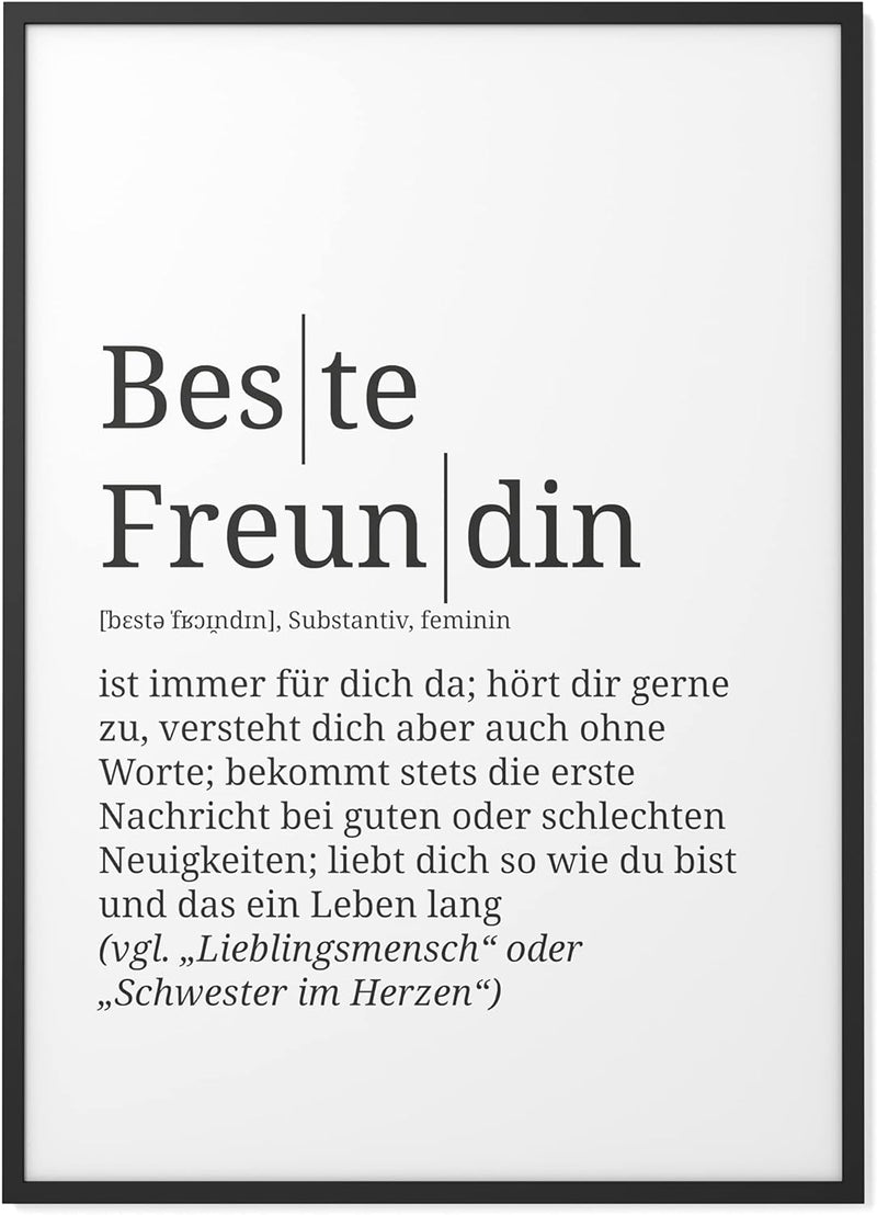 Papierschmiede® Definition: Beste Freundin, DIN A1 (59x84 cm), XXL Poster für Wohnzimmer, Schlafzimm