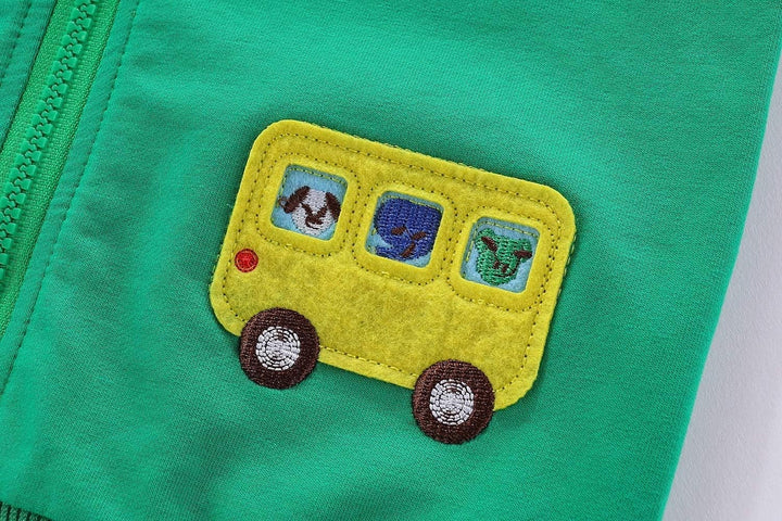 Mud Kingdom Kleiner Junges Mädchens Westes Oberbekleidung süss Karikatur Stickerei 2 Jahre Bus Marin
