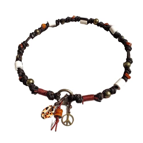 EM-Keramik Kette *Gipsymee* Jackie Brown No. 2 - edles Tau Schmuckhalsband für Hunde - Dunkelbraun,