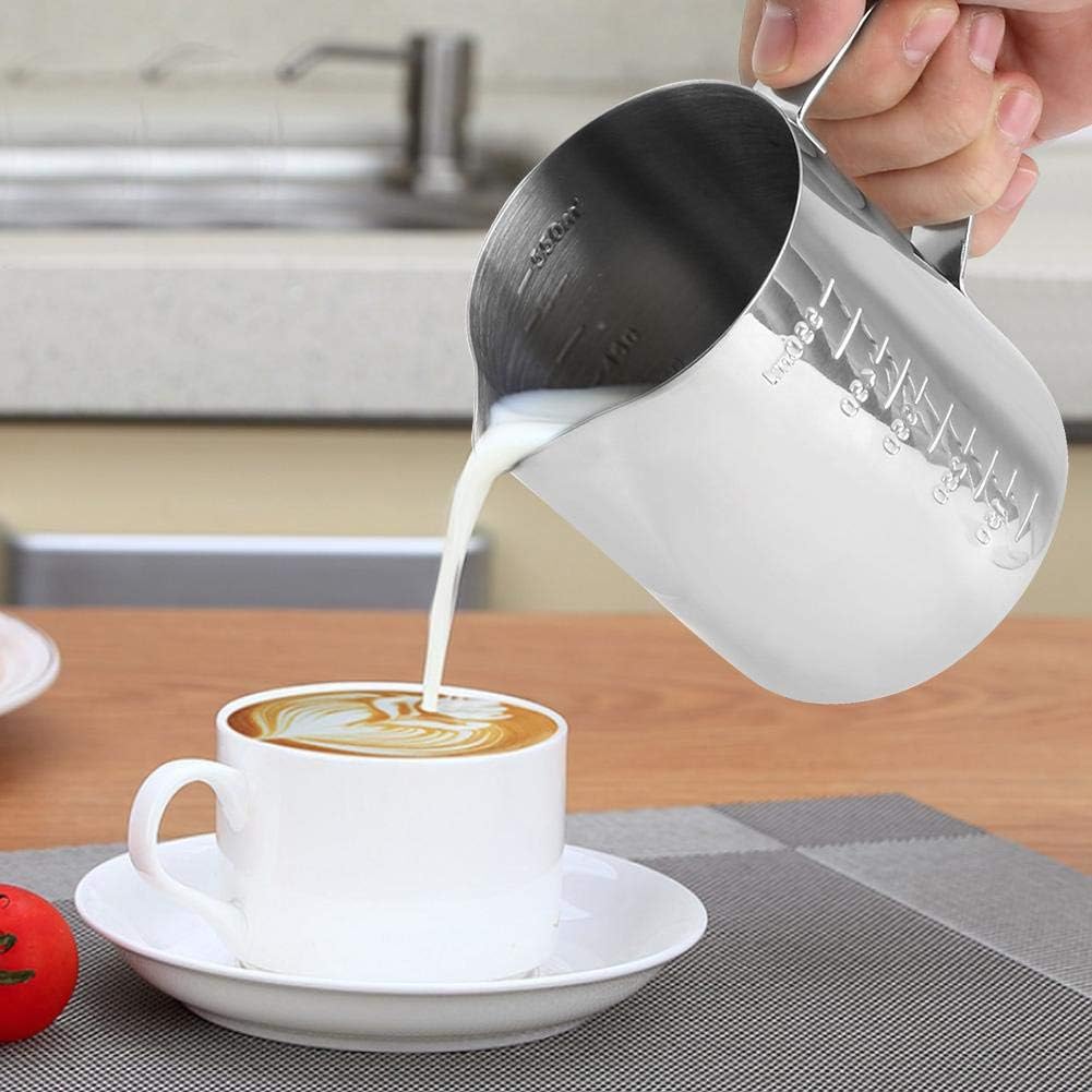 Milchaufschäumkanne, 350ml/550ml Edelstahl Milch Aufschäumen Messbecher für Barista, Cappuccino, Esp