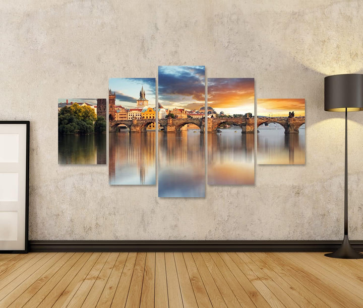 islandburner Bild auf Leinwand Prag Karlsbrücke Tschechische Republik Bilder Wandbilder Poster Leinw