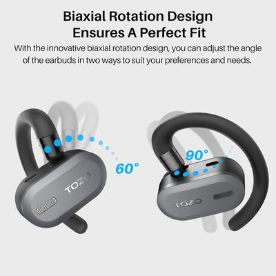 TOZO Open Buds Leichte Bluetooth Kopfhörer Kabellos 5.3 mit Mehrwinkelverstellung, Offenes Ohrdesign