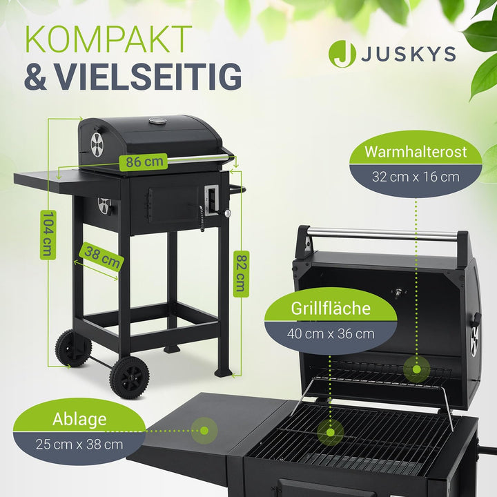 Juskys Holzkohlegrill Missouri mit Deckel - Grosse Grillfläche, Grillrost, variable Kohlewanne - Hol