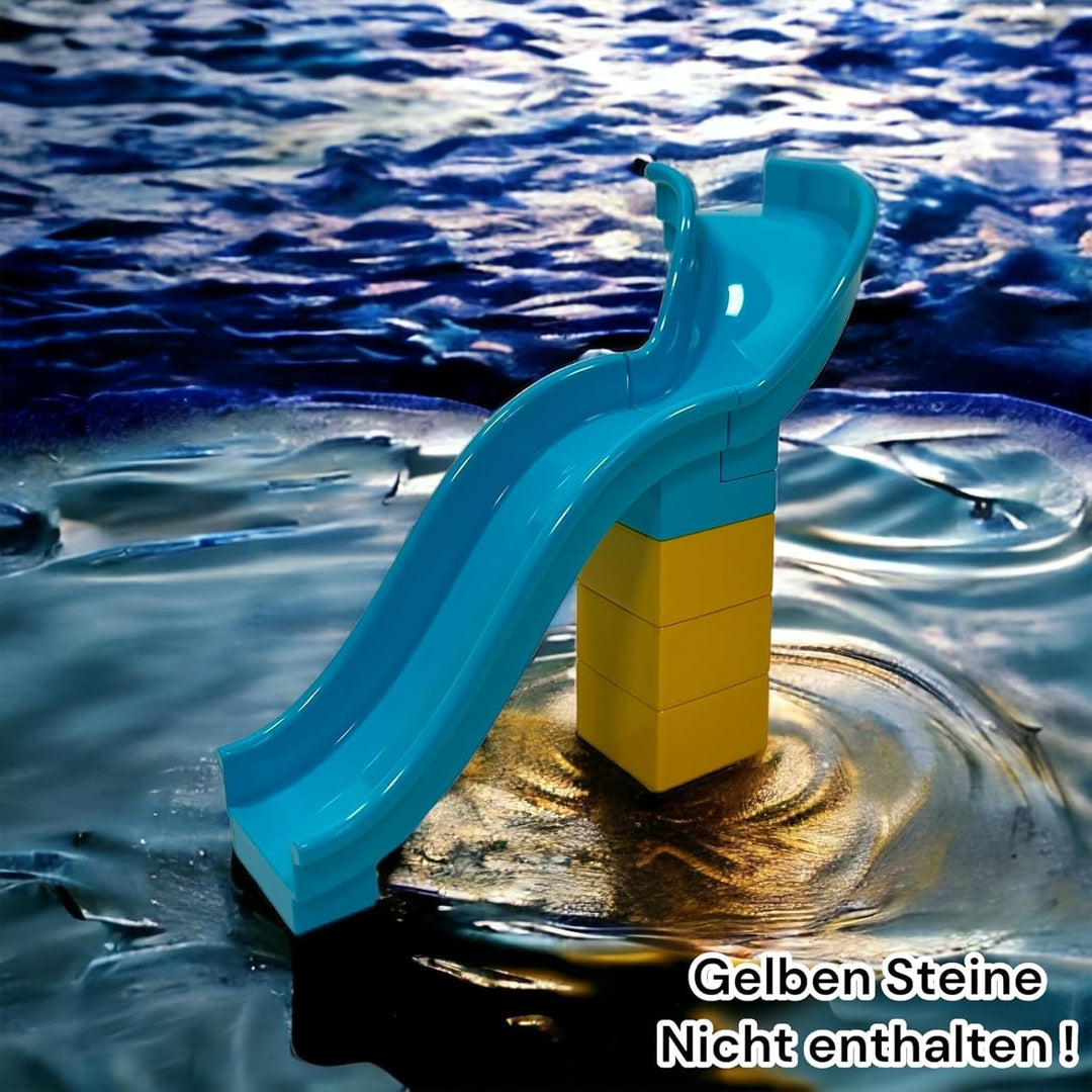 LEGO Duplo Rutsche 2 teilig, mit 90grad Teilstück Hellblau, so können Figuren rutschen