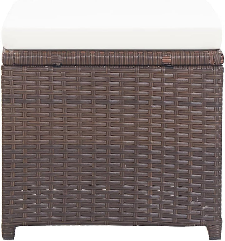 vidaXL 2X Gartenhocker mit Sitzkissen Sitzhocker Hocker Rattanhocker Gartenmöbel Fusshocker Garten B