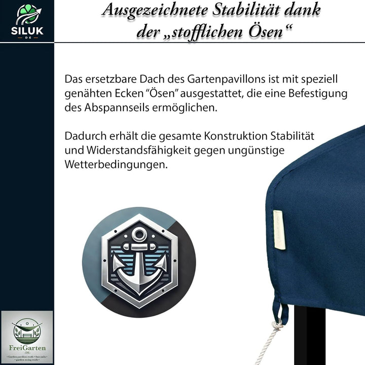 freigarten.de Ersatzdach für Pavillon 3x3 Meter Wasserdicht Material: Panama PCV Soft 370g/m² extra