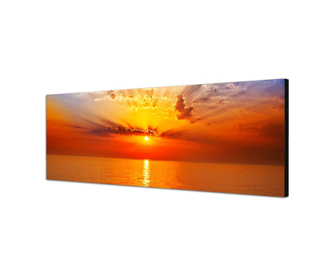 Augenblicke Wandbilder Leinwandbild als Panorama in 150x50cm Meer Wolken Sonnenaufgang