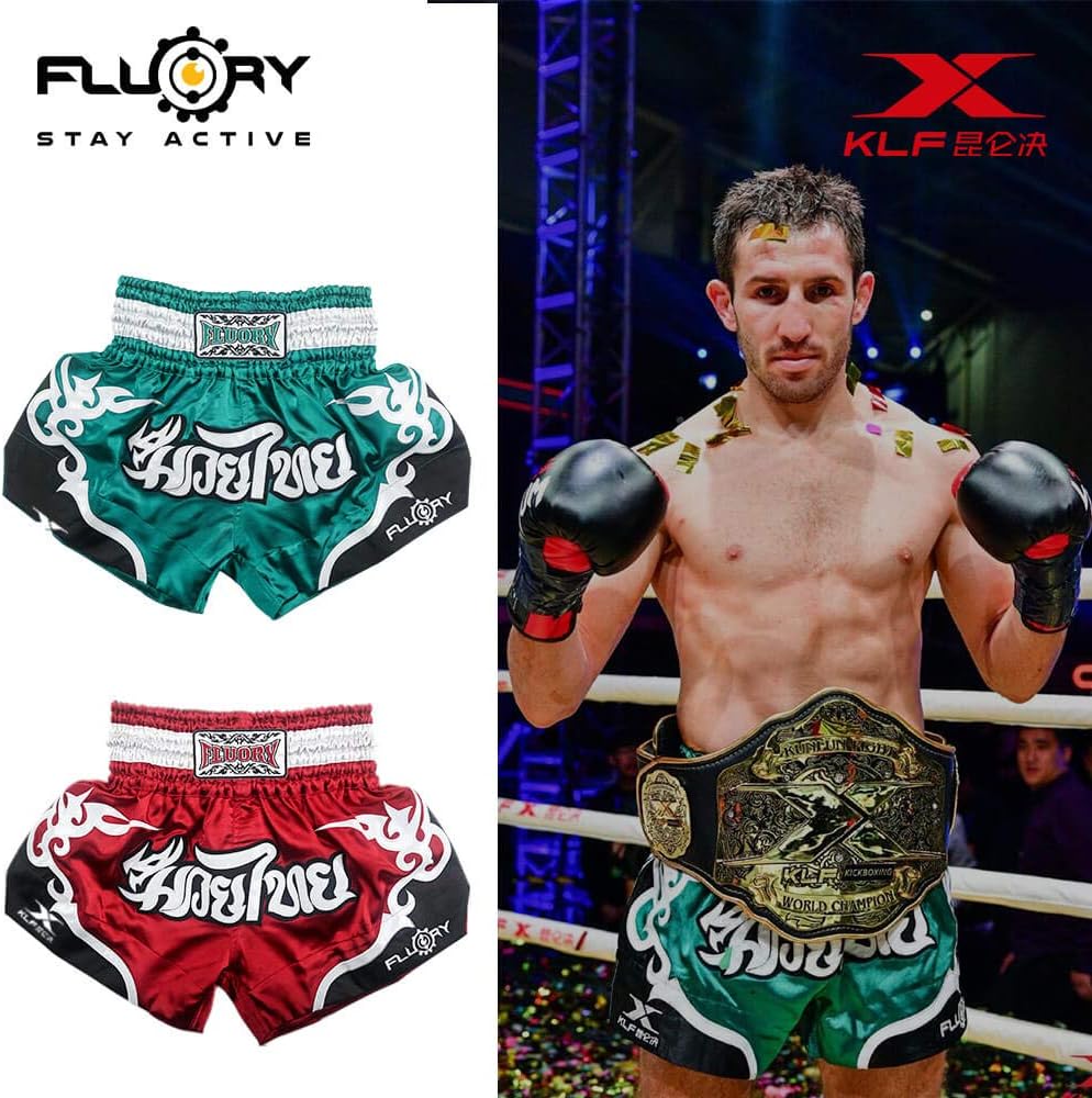 FLUORY Muay Thai Fight Shorts, MMA Shorts Bekleidung Training Käfig Kampf Grappling Martial Arts Kic