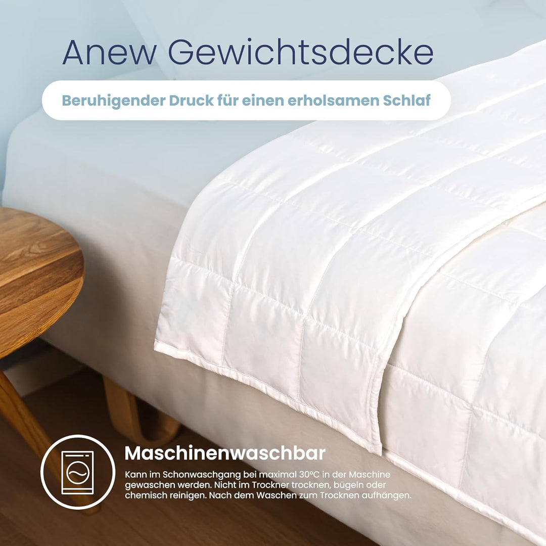 Anew Sleep – Gewichtsdecke – Weiss – 140 x 200 cm – 13 kg – Anti-Stress-Decke für Männer und Frauen