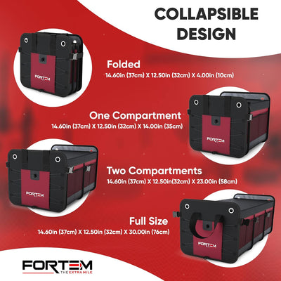 FORTEM Kofferraum Organizer, Kofferraumtasche, Zusammenklappbarer Auto Organizer Kofferraum mit Fäch