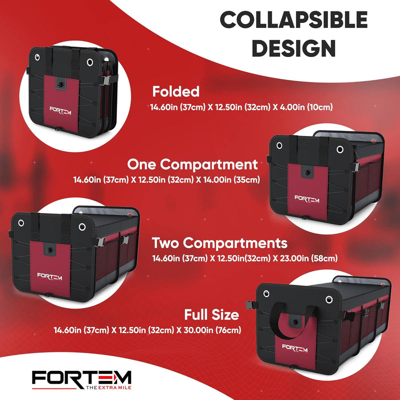 FORTEM Kofferraum Organizer, Kofferraumtasche, Zusammenklappbarer Auto Organizer Kofferraum mit Fäch