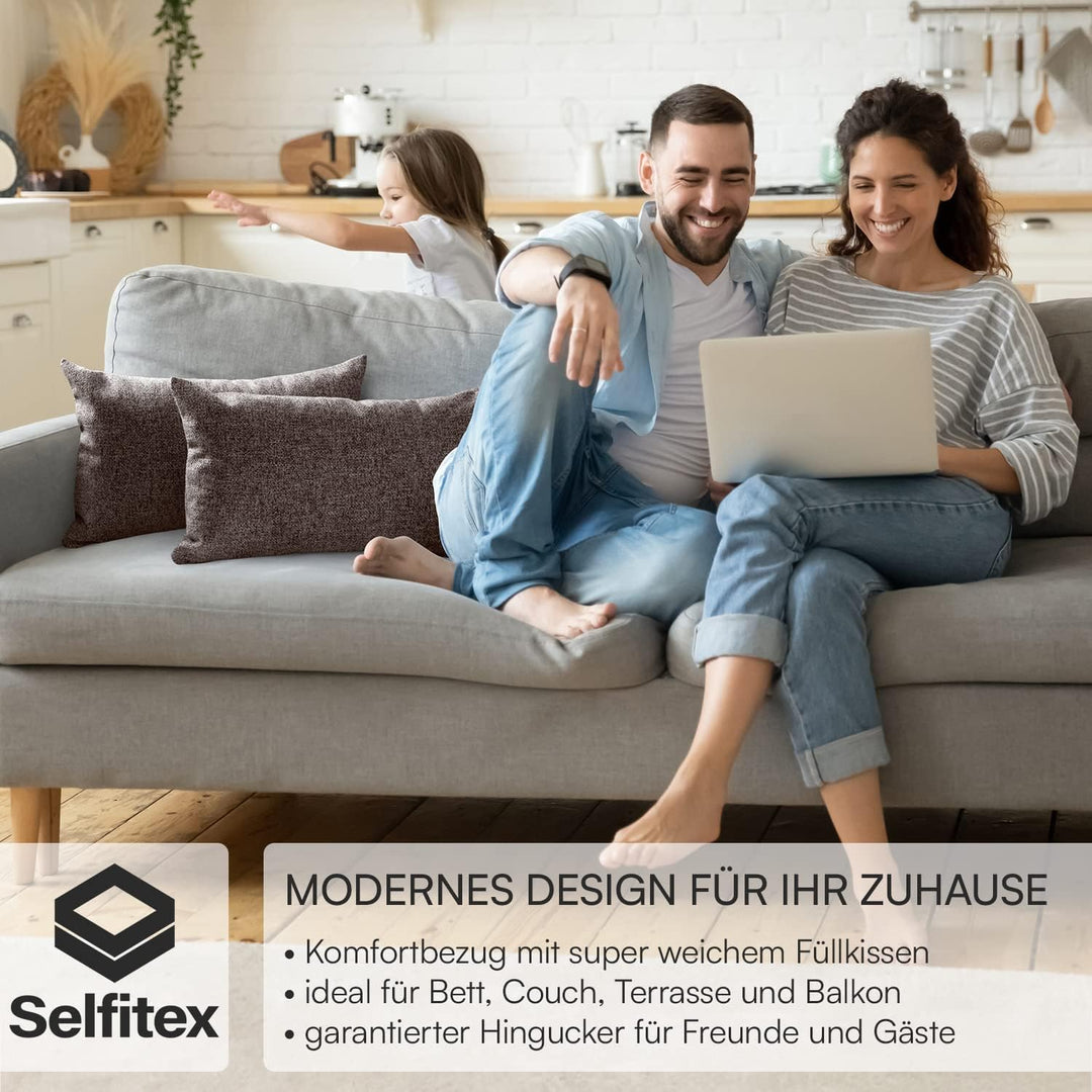 Selfitex 2er Set 30x50 cm, Sofakissen mit Füllung und Bezug, Dekokissen, Kopfkissen mit weicher Kiss