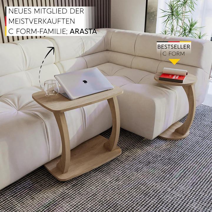 sugodesign Beistelltisch Couch, mit Rollen, Laptoptisch für Couch, Kleiner Wohnzimmertisch, Sofatisc