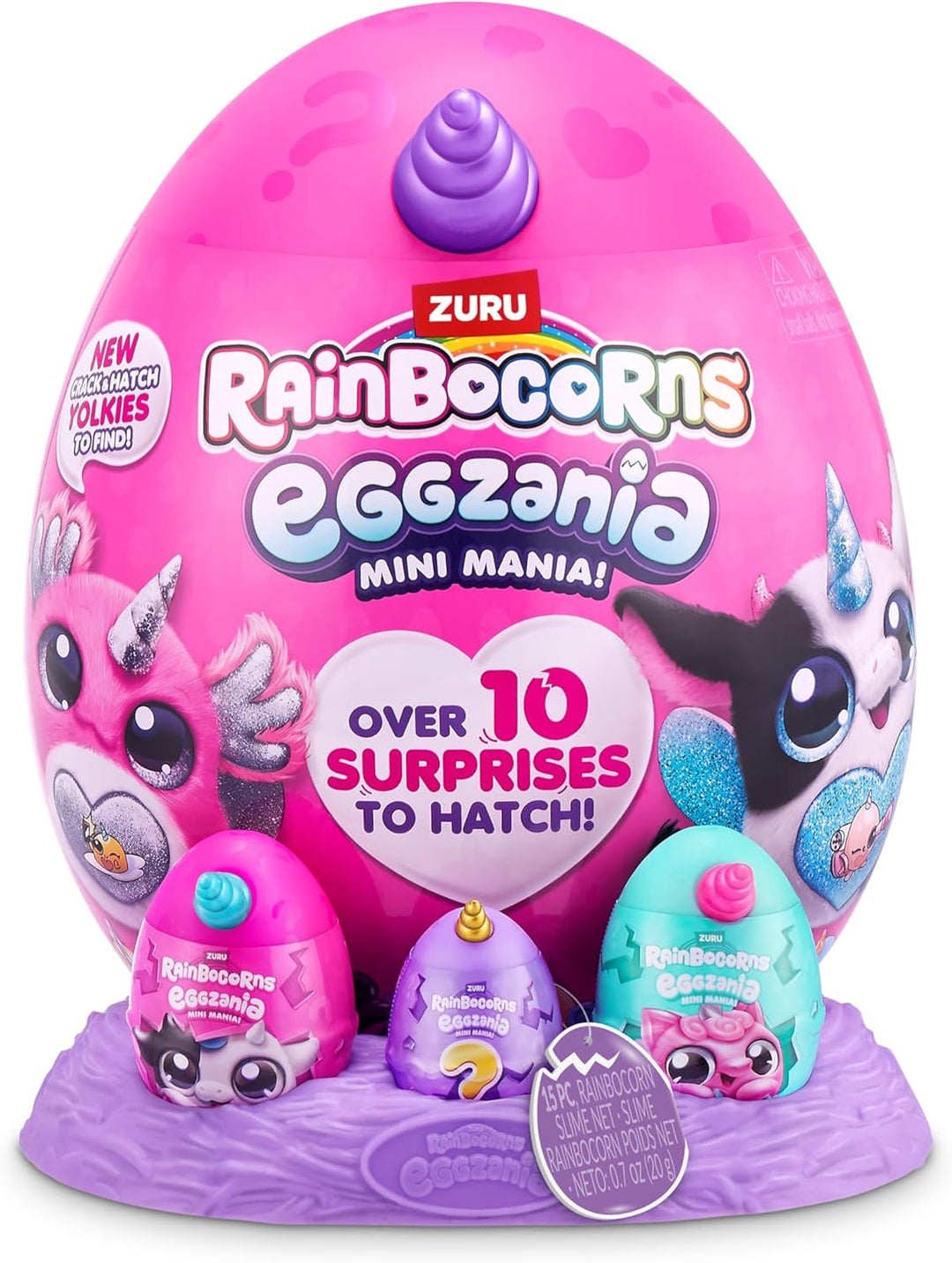 Rainbocorns Eggzania Mini Mania, Zebra, by ZURU Plush Surprise Unboxing with Animal Soft Toy, Idea f