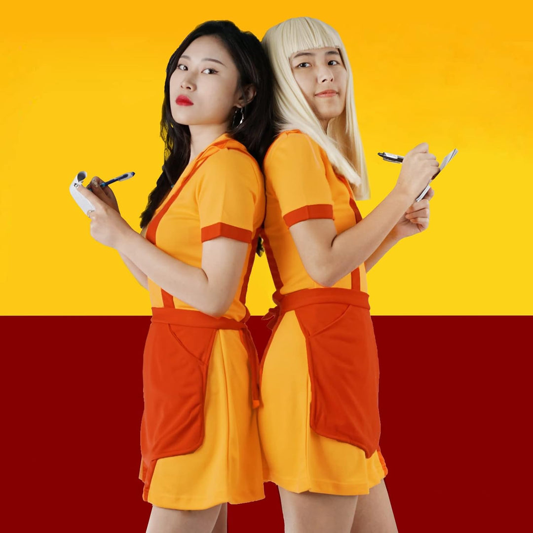 CoolChange Caroline & Max Kostüm für 2 Broke Girls Fans | Diner Uniform mit Schürze | Grössen: S - X