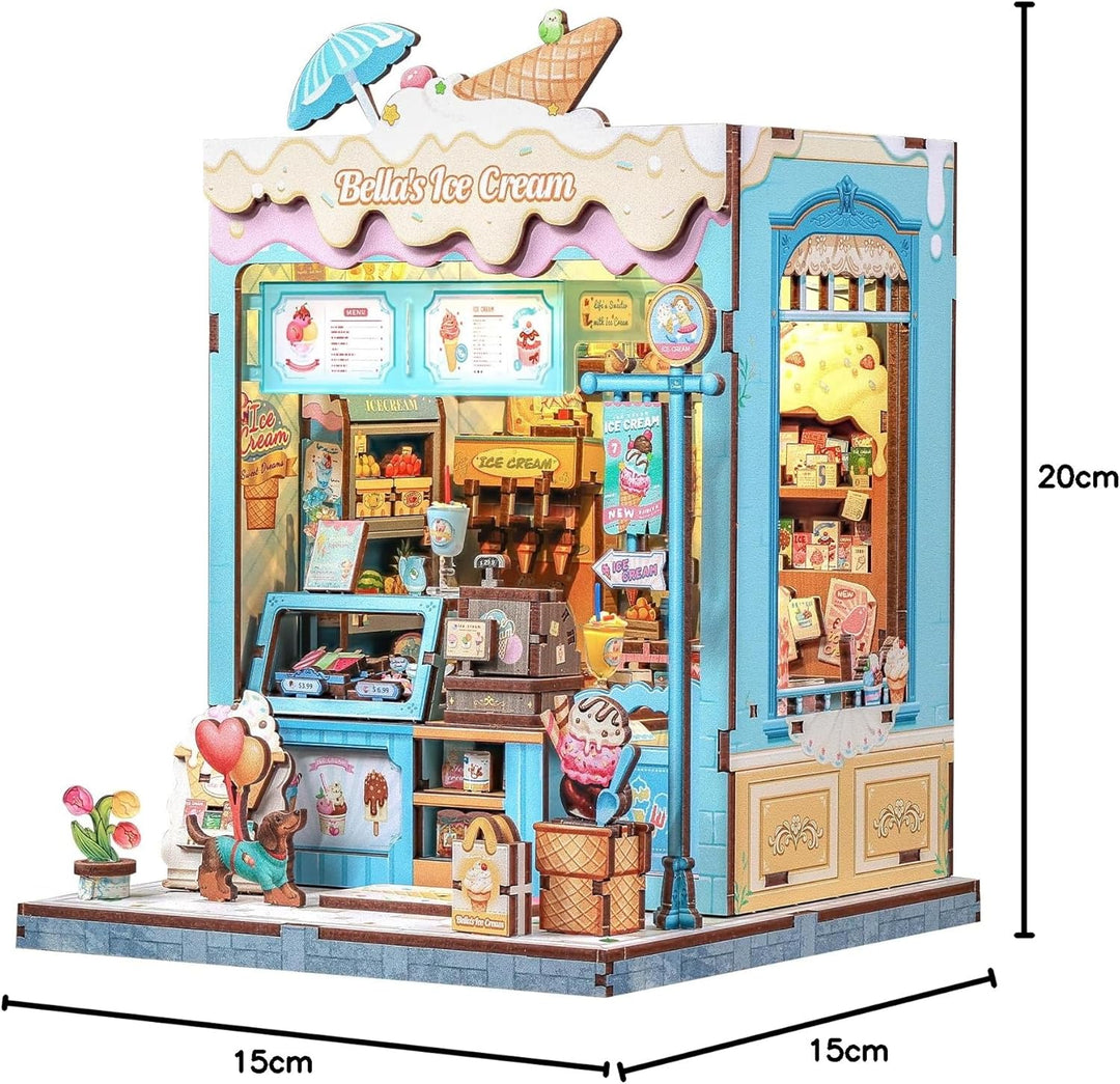 CUTEBEE Book Nook Kit - Holz Miniatur Haus Bausatz Eiscreme-Thema Stil - DIY Bastelset Minihaus für