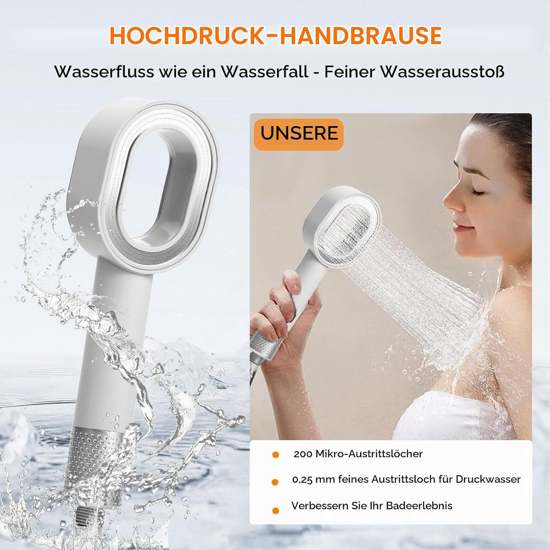 Filtersonic 3 in 1 Duschkopf mit Filter Gegen Kalk und Schwermetalle, Druckerhöhend, Schwamm enthalt
