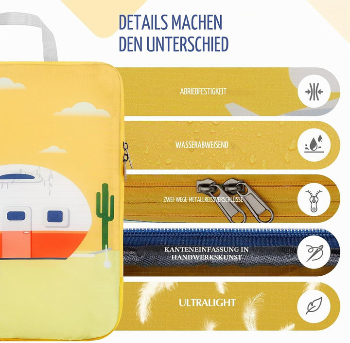 Gonex Compression Packing Cubes 6er Set, Gonex Kleidertaschen 6-teilig Verpackungswürfel, Kleidertas