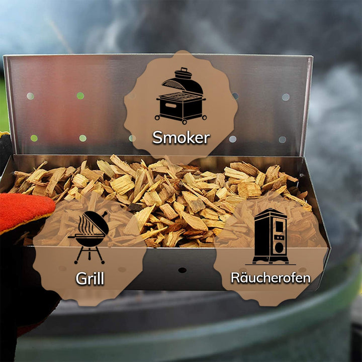 Landree® Starter-Set Räucherchips Akazie, Ahorn, Kastanie, Eiche - 4 x 2 Liter -Halbes Schwein- Wood