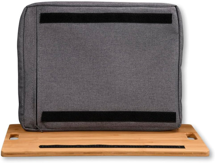 Kesper | Knietablett, Mateial: Bambus, Textil, Masse: 45 x 31 cm/Höhe: 8 cm, Farbe: Braun, Grau | 77