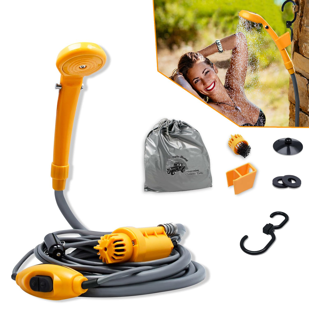 NAIZY 12V KFZ-Adapter Campingdusche mit Pump Tragbarkeit Camping Outdoor Dusche inkl. Aufbewahrungst
