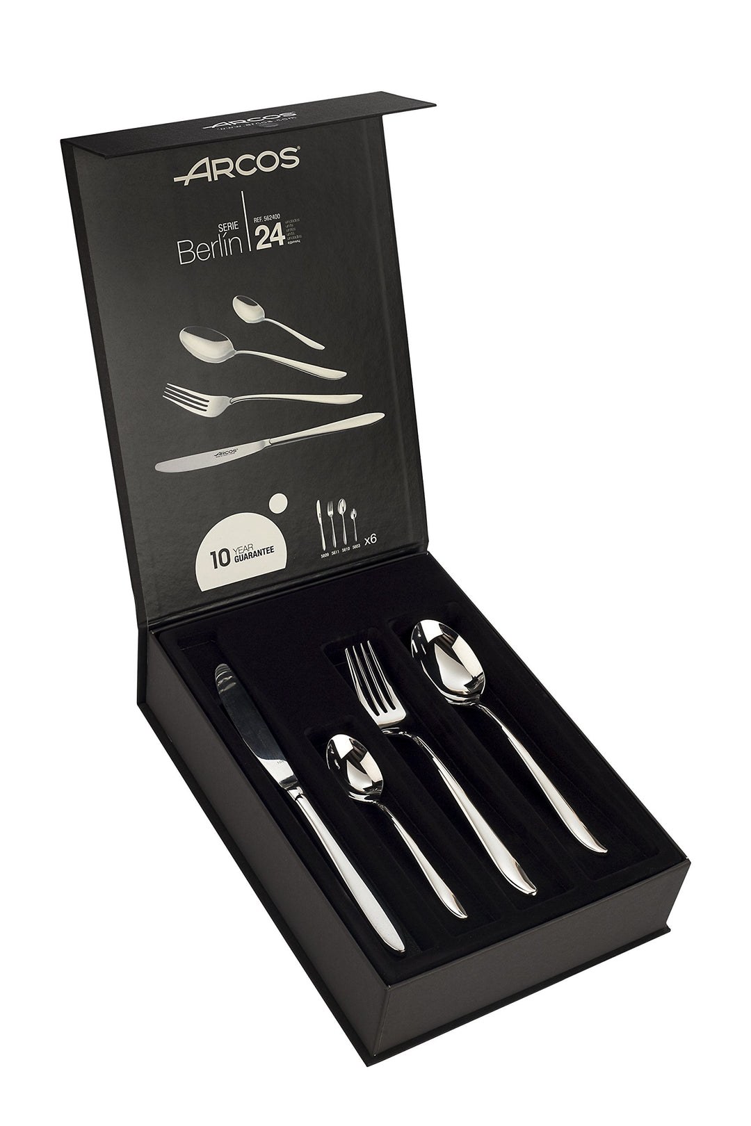 Arcos 562400 Serie Berlin - Geschenkbox Besteck-Set 24 Stück (6 Messer + 12 Löffel + 6 Gabel) - Mono