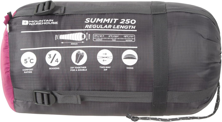 Mountain Warehouse Summit 250 Schlafsack - 3/4 Saison Isolierter & Mumienförmiger Schlafsack, 22cmX4
