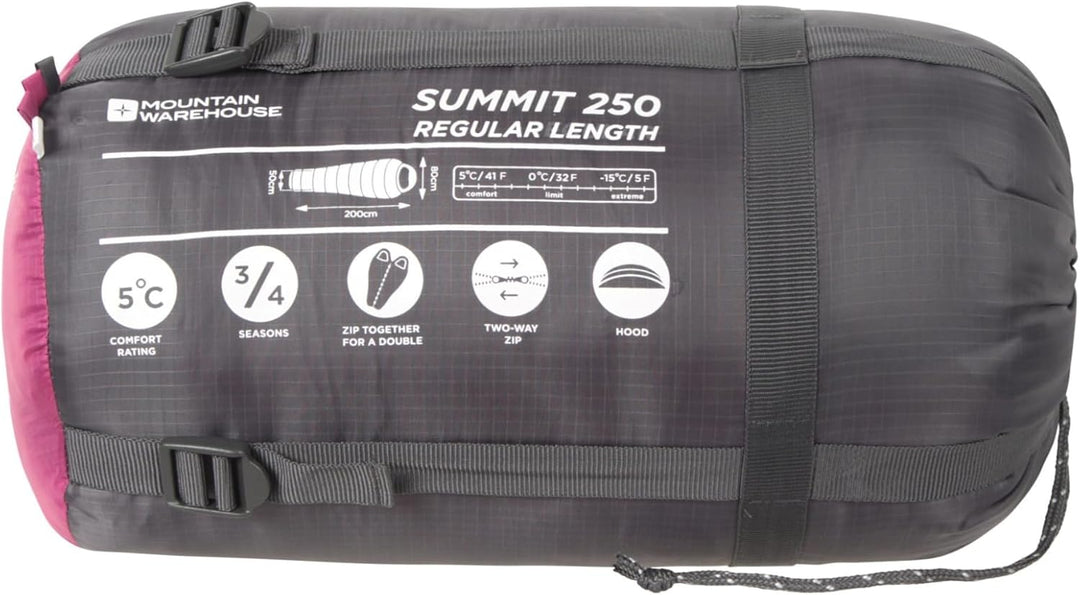 Mountain Warehouse Summit 250 Schlafsack - 3/4 Saison Isolierter & Mumienförmiger Schlafsack, 22cmX4