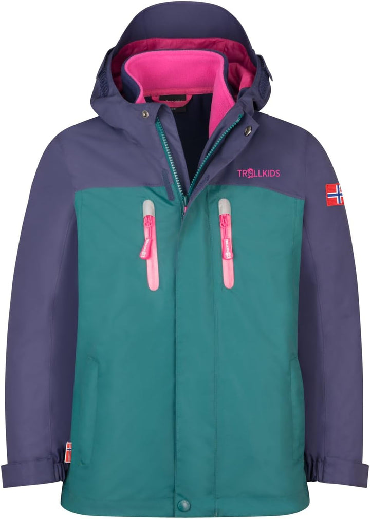Trollkids Girls Bryggen 3in1 Jacket 92 Deep Violet, 92 Deep Violet