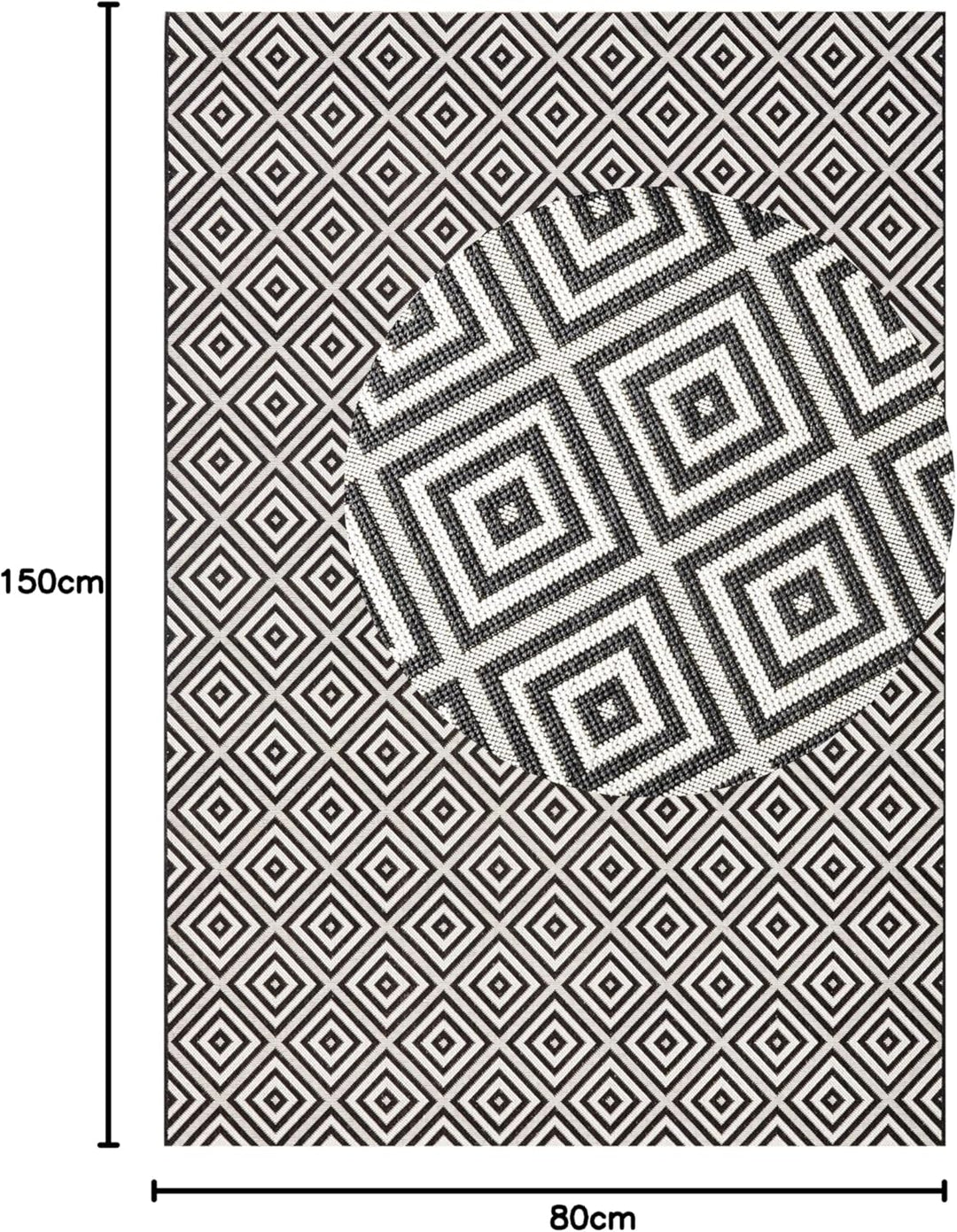 NORTHRUGS In- und Outdoor Teppich Karo 80x150cm - Wetterfest Modern Geometrisches Muster Kariert All