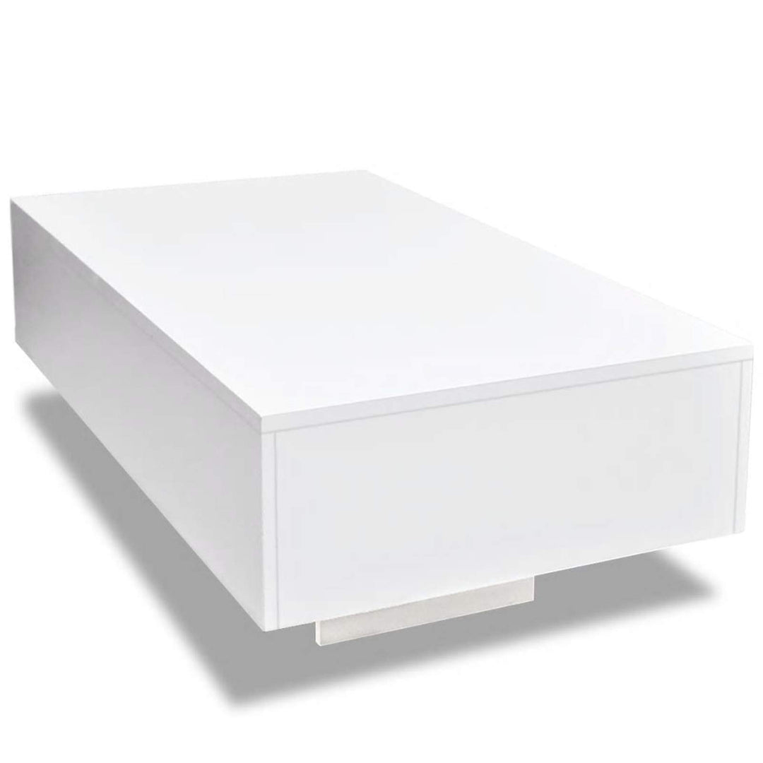 Susany Couchtisch Wohnzimmertisch Kaffeetisch MDF Rechteckige Sofatisch Hochglanz-Finish Tisch Weiss