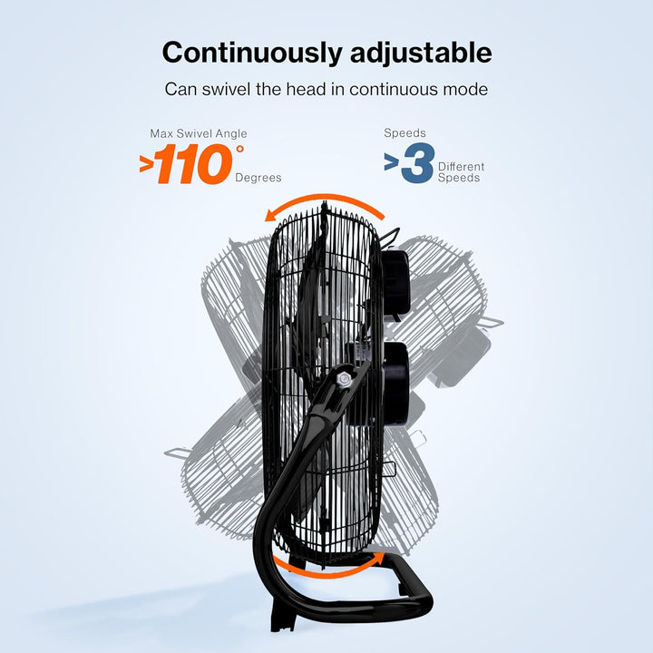 TRESKO AERSON Bodenventilator 50cm | Windmaschine mit 3-Leistungsstufen 120W | Standventilator Venti