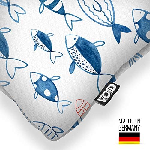 VOID Fischschwarm Blau Rot Kissenbezug Kissenhülle Sofakissen Kissen Deko Outdoor-Kissen Dekokissen,