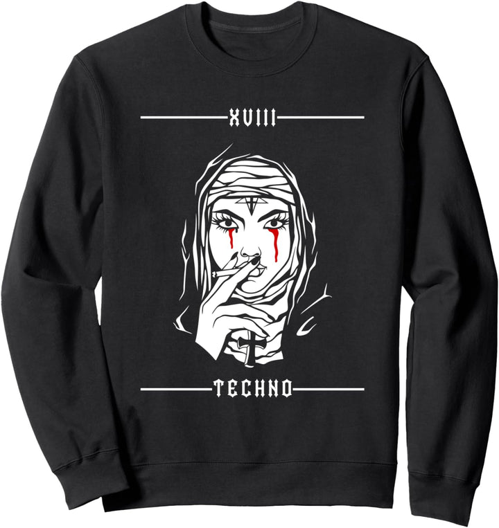 Techno Nonne Raving Dark Techno Rave Hardtechno Sweatshirt