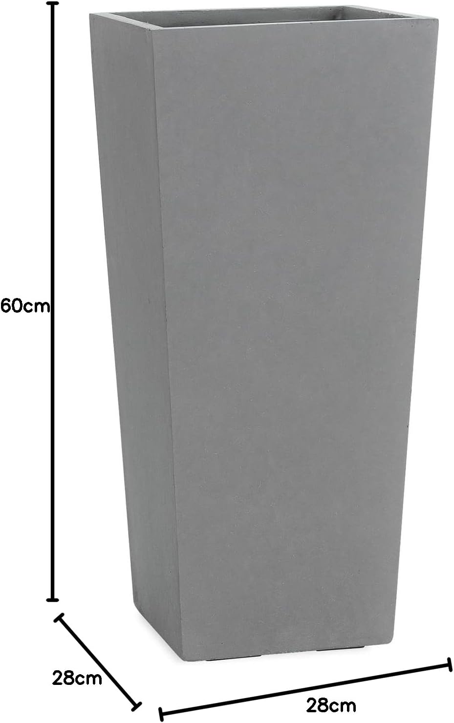Pflanzwerk® Pflanzkübel Bodenvase Fiberglas Conic GRAU 60x28x28cm *Frostbeständige Blumenkübel* *Deu