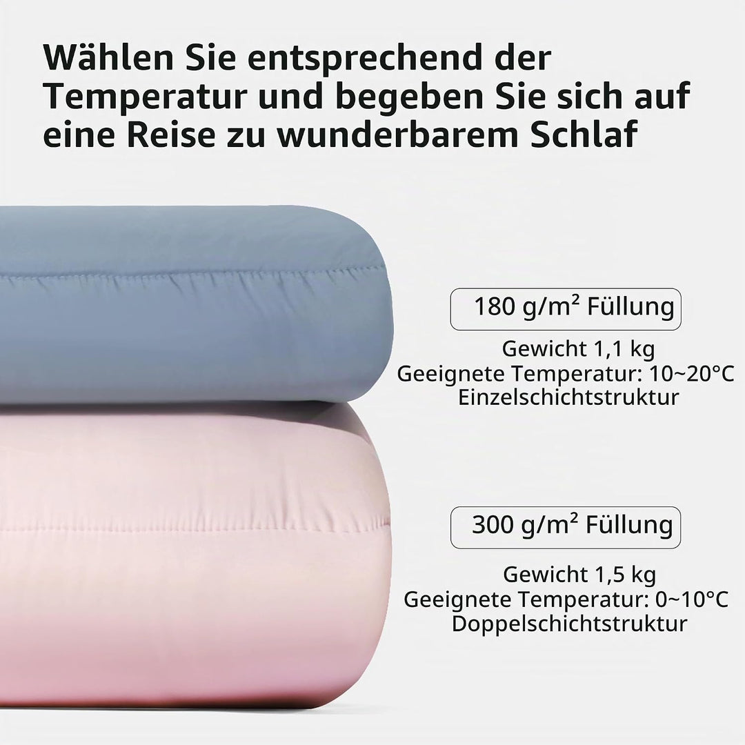 Naturehike Kinder Schlafsack Outdoor 3-Jahreszeiten Warm, 180 g/m² und 300 g/m² Füllstoff, Verlänger