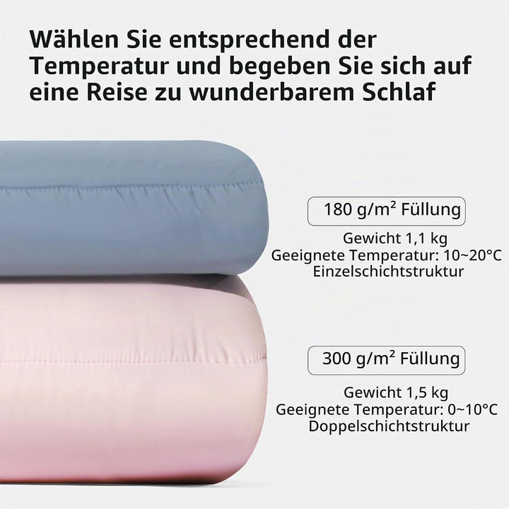 Naturehike Kinder Schlafsack Outdoor 3-Jahreszeiten Warm, 180 g/m² und 300 g/m² Füllstoff, Verlänger