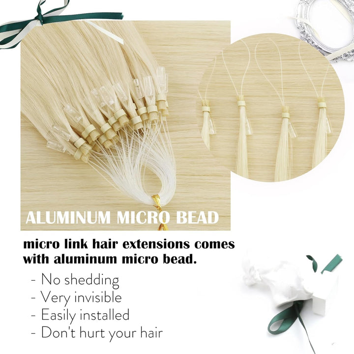 Moresoo Microring Extensions Echthaar Remy Blond Cold Fusion Haarextension Echthaar Microring Loop P