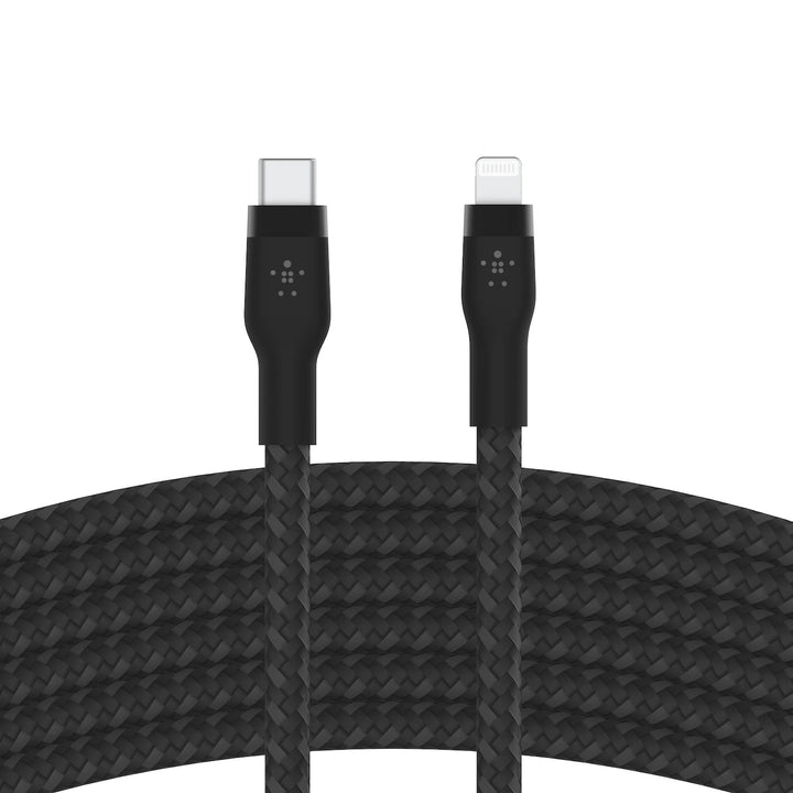 Belkin BoostCharge Pro Flex geflochtenes USB-C/Lightning-Kabel, 3 m, MFi-zertifiziert, 20 W, zum Sch